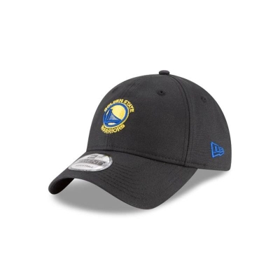 Black Golden State Warriors Hat - New Era NBA Waxed Canvas 9TWENTY Adjustable Caps USA6058192